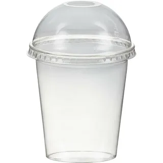 VEPATIM 150x Smoothiesbecher + Domdeckel mit Öffnung 300 ml O 95mm PET glasklar