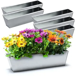 BigDean Balkonkasten 38 x 13 x 9 cm Silber