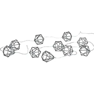 10er Lichterkette LED Metall Schwarz Polygon Diamant Timer-Funktion Licht Beleuchtung Deko Industrial - Schwarz