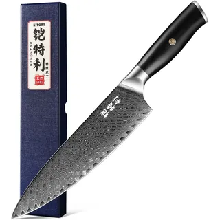 Kitory Damastmesser 20cm Pro Japanisches Kochmesser 67 Schichten Damaststahl Klinge Küchenmesser mit VG10 Stahl - Damast Series