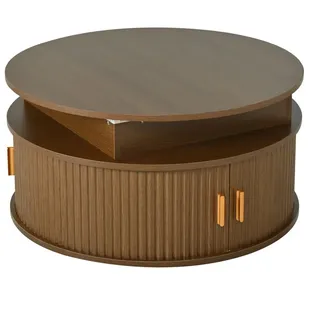 Okwish Höhenverstellbarer Couchtisch Braun Nussbaum 75 x 75 x 52 cm