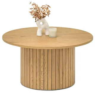Compleo Couchtisch Runder skandinavischer Couchtisch ARIEL für das Wohnzimmer Eiche braun