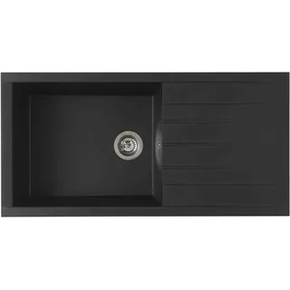 Respekta Houston links Einbauspüle mineralit schwarz Handbetätigung 1000 x 500 mm