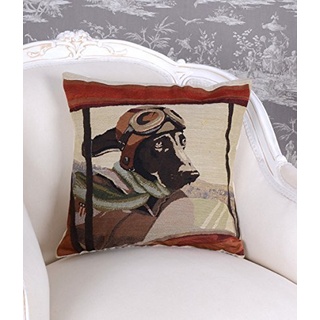 Englisches Kissen Gobelin Zierkissen Hundepilot Art Deco Sofakissen 40x40 cm kdk001 Palazzo Exclusiv