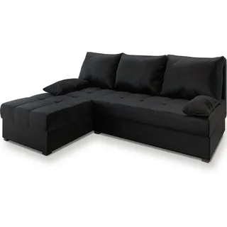 Masseno Ecksofa, Schwarz, Kunststoff, 3-Sitzer, L-Form,L-Form, 200x141 cm, Wohnzimmer, Sofas & Couches, Wohnlandschaften, Ecksofas