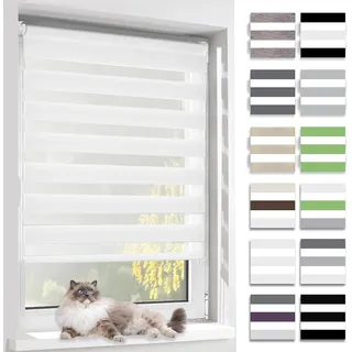 BelleMax Doppelrollo Klemmfix ohne Bohren & mit Bohren, Weiß B70 x H230 cm (Stoffbreite 70cm), Duo Rollo, Fensterrollo lichtdurchlässig & Blickdicht, Klemmrollo Sichtschutz & Sonnenschutz