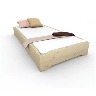 TUGA-Holztech Massivholzbett Stapelbett Holzbett Vollholzbett 100x220cm 27cm Gästebett Jugendbett, Breite: 70 80 90 100 120cm Lange: 200 220cm Höhe: 23 27 33cm Stapelbar 100 cm x 220 cm x 27 cm