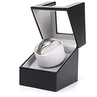 Olvy Uhrenbeweger für Automatikuhren, Extrem Leisem Motor, Watch Winder, Automatischer Uhrenbeweger, Black Leather