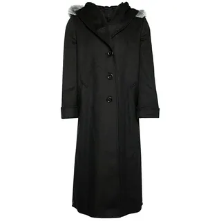 SAINT JACQUES Langmantel Mantel Damen Kunstpelz Kapuze Lang Parka Jacke Langer, figurbetonter Schnitt mit eleganter Silhouette schwarz 38 / M