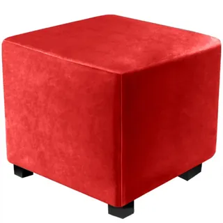 XGANGM Samt Ottomane Schonbezug Hockerbezug Quadratisch S/M/L Stretch Hockerbezug Schonbezüge Hockerbezug Husse Hocker Abdeckung Ottoman Protector Cover Überzug,Rot,60x60cm(24x24in)