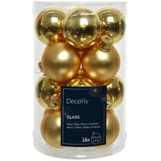 Kaemingk Weihnachtskugeln Mini 3,5cm Glas glanz/matt 16 Stück gold