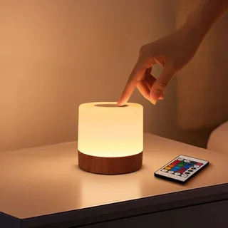 Nixtrve LED Nachttischlampe Touch Dimmbar, Kabellose Tischlampe mit 13 Farben & 3 Modi, USB Aufladbar, Nachtlicht mit Haken & Timer Funktion für Schlafzimmer, Kinderzimmer und Camping