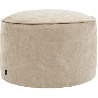 Icon Milano Hocker, Beige, Flauschiger Chenille Stoff, Samt Sitzsack, Sitzpuff Hocker mit Füllung, Fußhocker für das Wohnzimmer, Deko Wohnzimmer