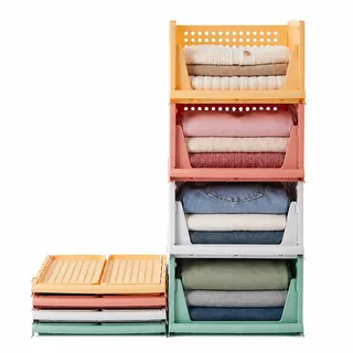 RMAN 4 Stück Kleiderschrank Organizer Schubladenbox Stapelbare Schrank Organizer Kleiderschrank Regal Aufbewahrungsbox Plastik Lagerkisten Trennwand Schublade für Kleidung, Küchen, Schlafzimmer