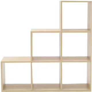 Rebecca Mobili Bücherregal Treppenregal 6 Ablagen Holz Braun Ordnung Wohnzimmer Kinderzimmer - 97,5 x 97,5 x 29 cm (H x B x T) - Art. RE6045