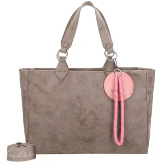 Fritzi Izzy Vintage Old Wood Shopper Kunstleder Damen Handtasche Umhängetasche Festival City vegan abnehmbares Etui abnehmbare Kordelschnur Vintage-Waschung 29 x 42 x 15 cm, Braun - L