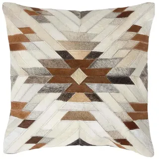 Homescapes Patchwork-Kissen, Mehrfarbig, Leder, Patchwork, Füllung: Polyester, Quadratisch, 45x45 cm, Wohntextilien, Kissen, Dekokissen