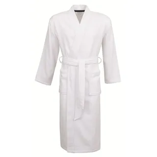 Carl Ross Unisex-Bademantel supercombed light, Langform, Frottier, Kimono-Kragen, Gürtel, Kimono weiß M | 125 cm
