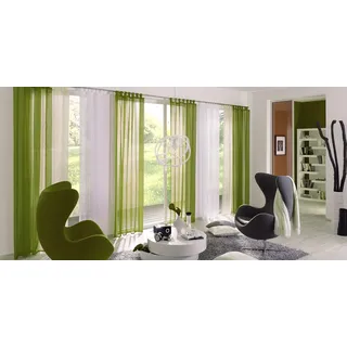 ELBERSDRUCKE Gardine Schlaufenschal Feel Good Uni 001 weiß transparent 255 x 140 cm Vorhang mit Schlaufen für Wohnzimmer Schlafzimmer