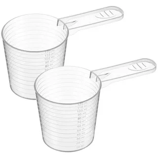 luxuskollektion 2 Stück Kunststoff Messbecher Set Kleiner Mini Messbecher 120ml Klein Waschpulver Transparent Präzisionsmessbecher mit Skala für Waschmittel Küche