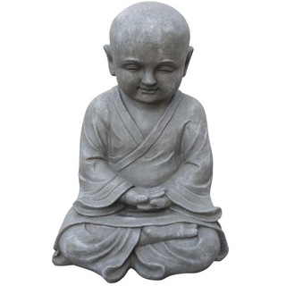 Buddha Shaolin Mönch Handgefaltet 20X18X42 Cm Hellgrau Fiberclay clayfibre - stonE'lite