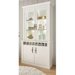 Furn.Design Buffet Fiastra (Buffetschrank in Pinie weiß Landhaus, 110 x 207 cm) mit Flaschenregal, Soft-Close-Funktion weiß