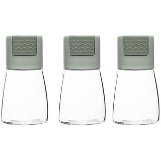 Superie Konische Gewürzflasche für die Küche, 180ml, Streuer aus Glas und Edelstahl, Salzstreuer mid Deckel, Gewürzstreuer, Gewürzgläser (3 STÜCK, GRÜN)