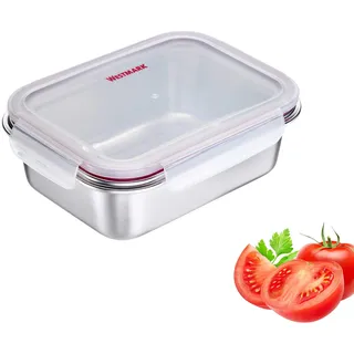 Westmark Lunchbox – Auslaufsichere Brotdose – Mikrowellen- & Ofenfest, BPA-frei – Bento Box für Schule, Arbeit & Kita – Silber, 1300 ml