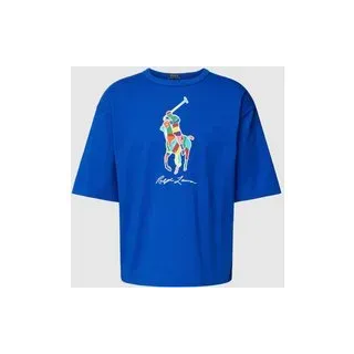T-Shirt mit Logo- und Label-Print, Royal, L