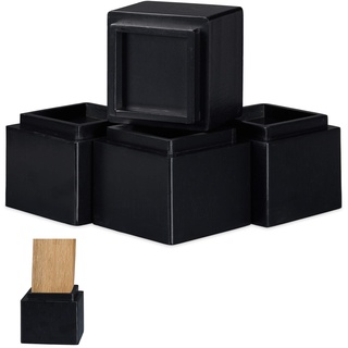 Relaxdays Möbelerhöher 4er Set, Erhöhung um 8,5 cm, für Tische, Stühle und andere Möbel, HxBxT 10x11,5x11,5 cm, schwarz, 4 Stück, 4