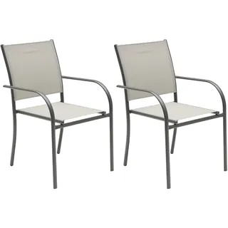 LC Garden »Campino« 2er Set Gartenstühle Beige Stapelstühle Bistrostühle Textilen