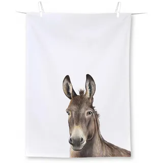Ihr - T 1047800 - Geschirrtuch, Farm Donkey, Esel, weiß, Baumwolle, Bedruckt, 50cm x 70cm