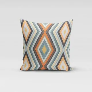 SCHÖNER LEBEN. Dekokissen Kissenhülle geometrisch Ethno Raute creme bunt 60x60cm, made in Germany,handmade braun|gelb quadratisch | 60 cm x 60 cm