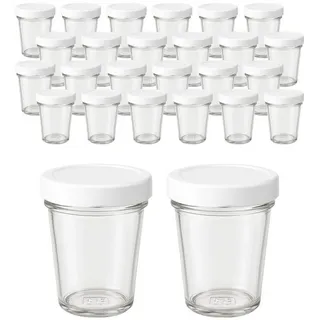 mikken Einmachglas kleine Bechergläser 65 ml mini Gläschen mit Etiketten, (Spar-Set, 20er Set), Sturzform weiß