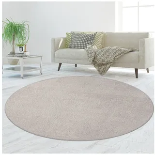 TeppichHome24 Teppich Flauschiger Teppich in sandfarben, rund beige rund | 160 cm x 160 cm