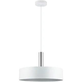 LED Universum - Pendelleuchte Victoria Ø 40cm Metall rund für LED E27 Leuchtmittel max 40W (exklusive) höhenverstellbar bis 150cm Esstisch Wohnzimmer Hängelampe Deckenlampe weiß silber