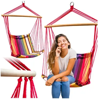 ZOLTA Hängematte 50x100cm - Indoor- und Outdoor- Hängeschaukel - Gartenzubehör - Camping Zubehör - Hängender Schaukelstuhl - Häng Hängematte - Hammock für Kinder und Erwachsene - Streifen mit Lila