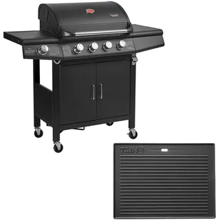 TAINO Gasgrill Set RED 4+1 + Grillplatte Bundle Griller Grillwagen Seitenkocher