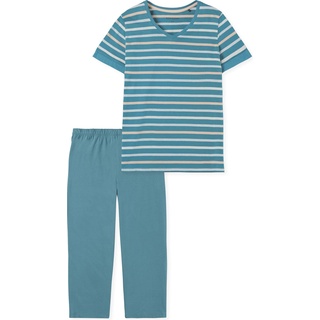 Schiesser, Damen, Pyjama, Casual Essentials Schlafanzug, Blau, (4XL)
