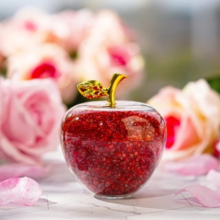 H&D Kristall Apfel Briefbeschwerer Gefüllt mit rotem Strass Hochzeit Zuhause Dekoration