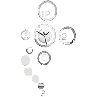 VICASKY Spiegel Uhr Wandtattoo Abnehmbarer DIY Wandaufkleber für Schlafzimmer und Wohnzimmer Dekoration Silber Wandgestaltung für Glatte Oberflächen