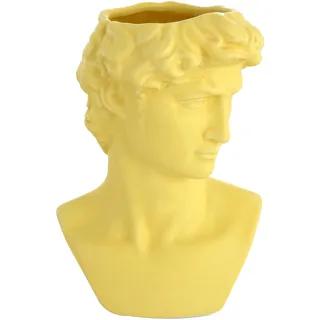 Baroni Home Vase aus Keramik, Kopf von David, Gelb, Halbbrust-Statue im klassischen Stil, Stifthalter, Design: 14 x 11,5 x 19