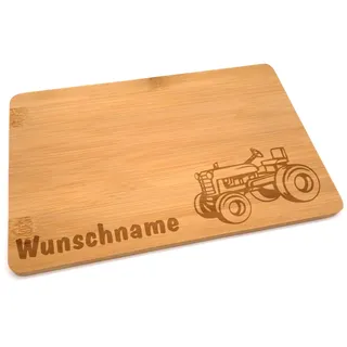 Samunshi® Holzbrett mit Gravur Alter Trecker aus Bambus Brett Frühstücksbrettchen Kinder als Holz Schneidebretter Holzbrett Küche Vesperbrett mit