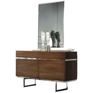 JVmoebel Kommode Kommode 130cm Sideboard mit Spiegel 2tlg. Set Braunes Regal Möbel (2 St., 1x Kommode + 1x Spiegel), Made in Europa braun