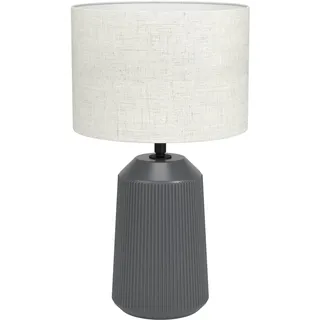 EGLO Tischlampe Capalbio, Nachttischlampe mit Stoff-Lampenschirm, Tischleuchte aus Keramik in Grau und Textil in Beige, Tisch-Lampe für Wohnzimmer und Schlafzimmer, E27 Fassung