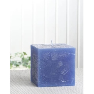 Rustik-Stumpenkerze, viereckig, 7,5 x 7,5 x 7,5 cm Ø, blau