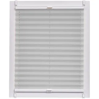 Sunlines Plissee Made in Germany, Tageslicht, Crepes Uni Klemmfix, Weisse Schiene, Stoff, Grau, 100 x 2.3 x 150 cm, 1 Einheiten