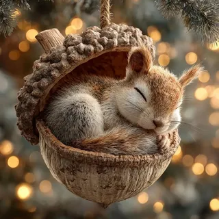 3D Weihnachtsbaumschmuck Waldtiere Eichels Ornamente, Tier Hängenden Weihnachtsschmuck Anhänger, Niedliche Eicheln Und Tannenzapfen Acryl Waldtier Christbaumschmuck für Wohnzimmer (C)