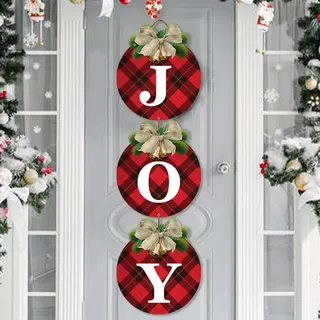 Buffalo Plaid Weihnachtskränze für Haustür – 3 Stück rustikale Weihnachtsdekoration Joy Schilder Kränze für Tür Urlaub Weihnachten Garagentor Wanddekorationen Indoor Outdoor