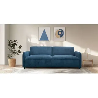 dorel home 3-Sitzer DOREL HOME "Allie Curved Schlafsofa 209 cm", blau, B:209cm H:80cm T:91cm, 90% Polyester, 10% Nylon, Sofas, Bettfunktion (110/190), verstellbare Rückenlehne, Cord u. Velours